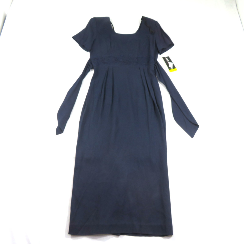 John Roberts Dress Navy Blue Rayon Blend Sz 6 Made in USA New